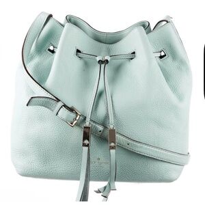 Kate Spade Mint Green Large Leather Drawstring  Bucket Shoulder Bag